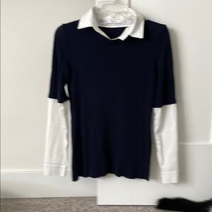 Navy and White Layered Long Sleeve Top by Bailey 44